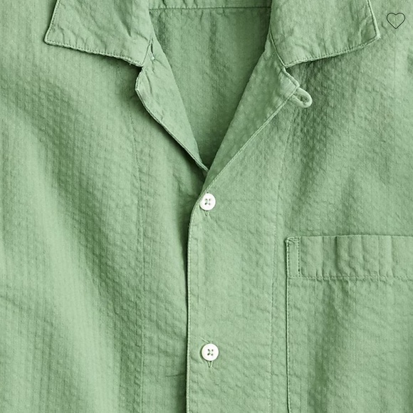 J Crew Short Sleeve Dyed Seersucker Camp Collar Shirt 100% Organic Cotton Ivy - Picture 4 of 10